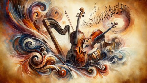 Find jobs for Music Director Players on mondomusic An abstract depiction of a vibrant music landscape