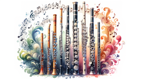Find jobs for Flute Players on mondomusic An enchanting music scene featuring a variety of flutes in different styles and sizes