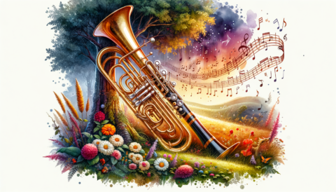 Find jobs for Cor Anglais Players on mondomusic A serene outdoor scene featuring a cor anglais resting against a tree