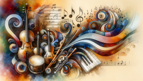 An abstract representation of a vibrant music scene
