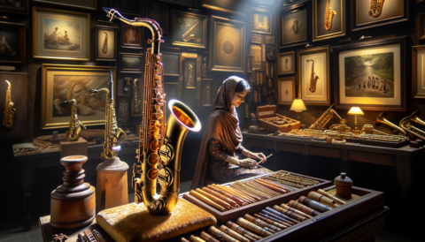 Who are today's most prestigious Saxophone makers? An elegant saxophone surrounded by a variety of high-quality materials and tools used in its craftsmanship